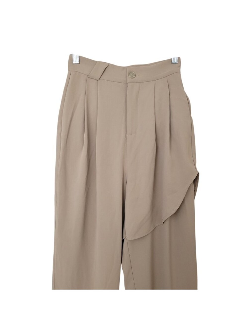Laboratory Of Mouggan Pleated Pants Womens Size S Beige Asymmetrical Overlay - Picture 3 of 7